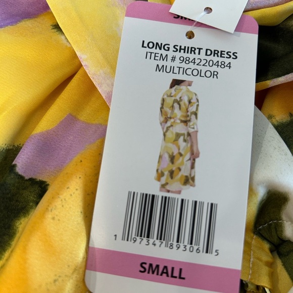 French Connection Long Shirt Dress Multicolor Abstract Print Size Small NWT - Picture 5 of 9